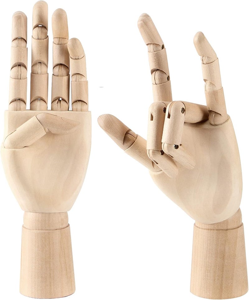 JOIKIT 2 Pack 12 Inches Wood Art Mannequin Hand, Left and Right Wooden Manikin Hand, Wooden Artist Hand Model with Flexible Moveable Fingers for Drawing, Sketching, Painting - Image 4
